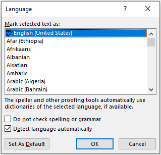 Instructions on how to assign the defaulty language.