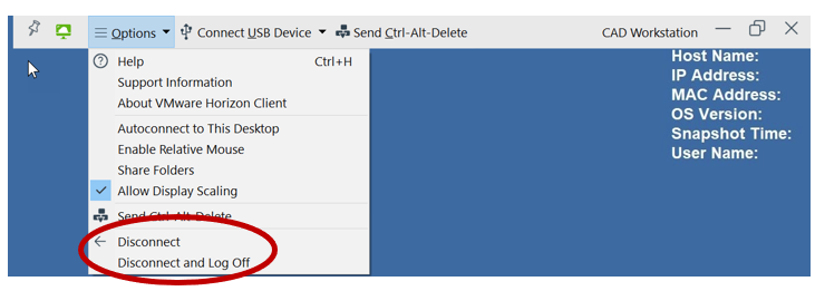 Screenshot-Horizon Client App-Disconnect for Later Use