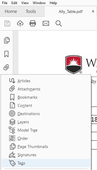 An image showing how to add a the Tags icon in Adobe Acrobat