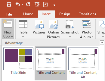 An image showing to pick a slide with the Title feature