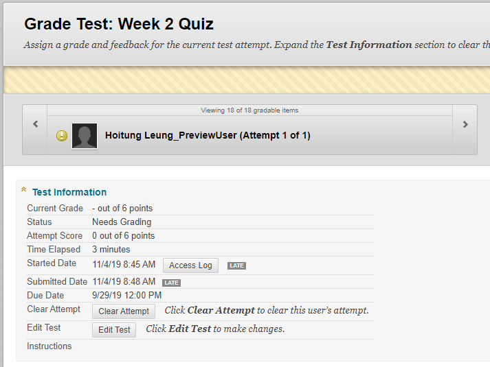 An image showing Test Detail of an online test