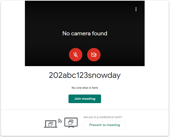 No camera is found for Google Meet