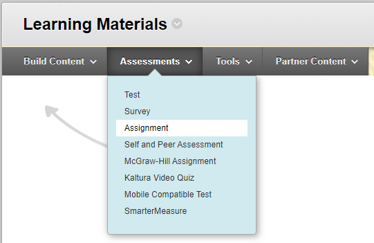 Assignment can be found under the Assessment tab
