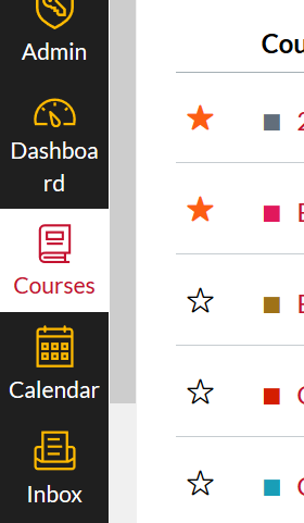 Choosing favorite courses on Canvas