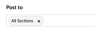 The text: 'Post to: All sections' on a button