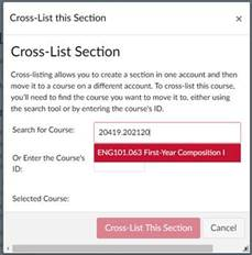 You can search for the course to cross-list.
