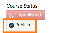 The publish button on a course's homepage