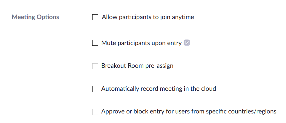 Zoom Meeting Options Updated on March 30, 2021