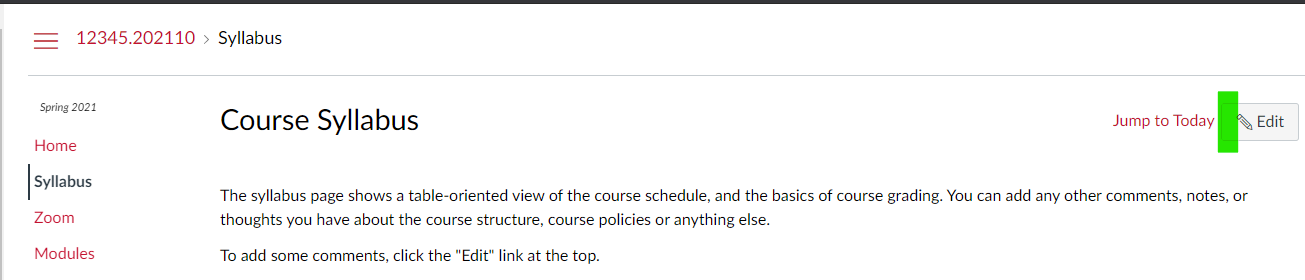 Go to the Syllabus on the menu, click the Edit button.