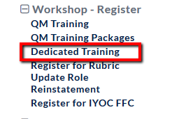 Under Workshop-Register, select Dedicated Training for training hosted by Waubonsee.