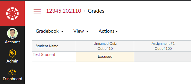 The word Excused will replace the original score in the scorebox