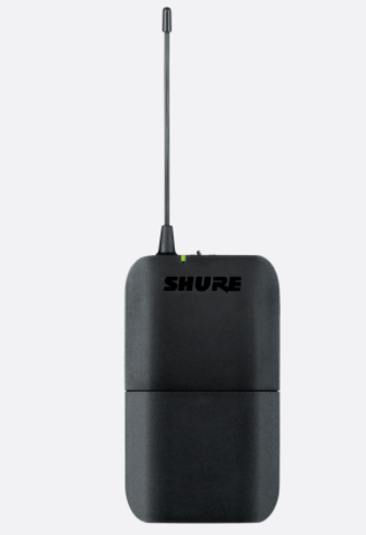 The front view of a Shure transmitter.