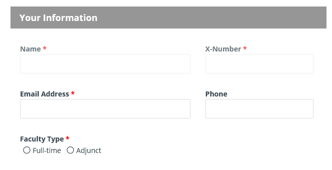 a screenshot of the webpage request form with four blank fields