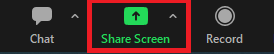 Zoom desktop controls with share screen highlighted