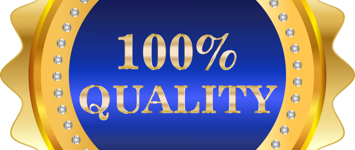 a badge stating 100% quality