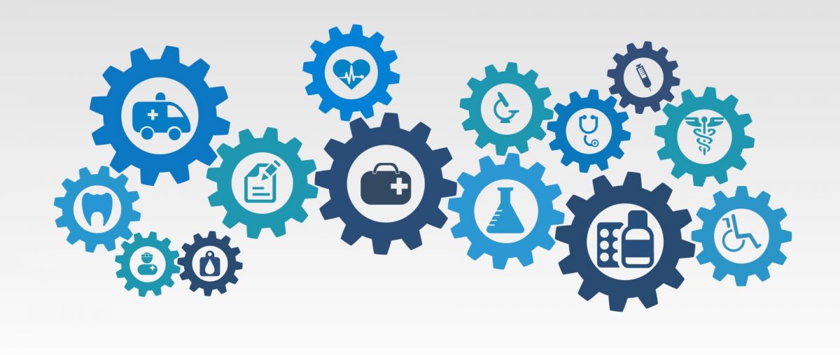 gears with health related icons