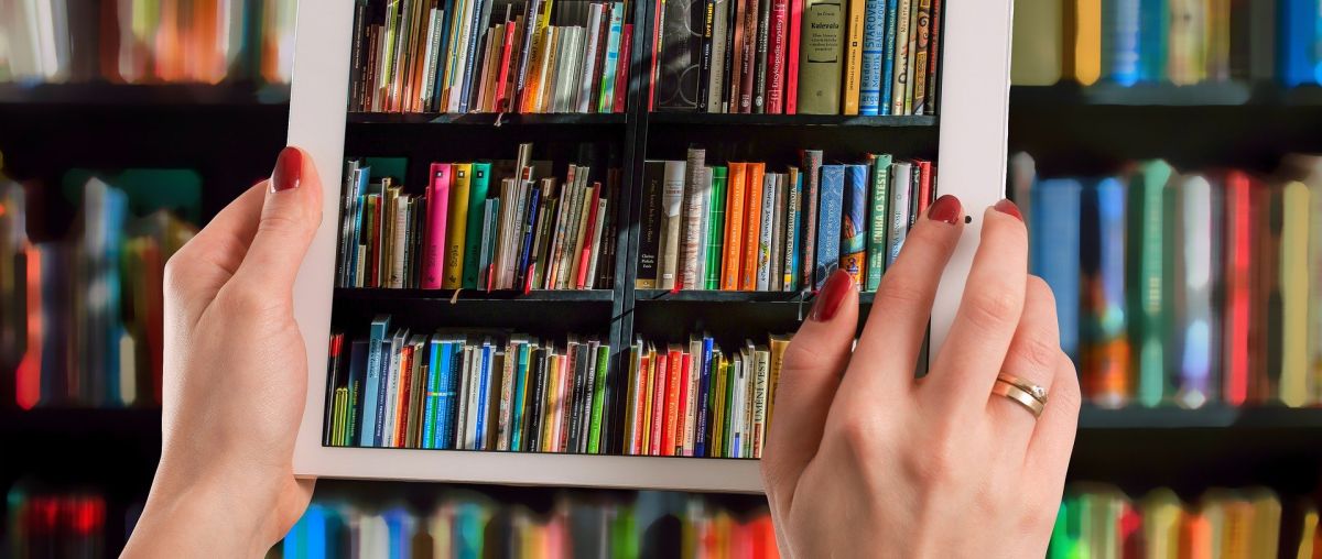 a tablet viewing books