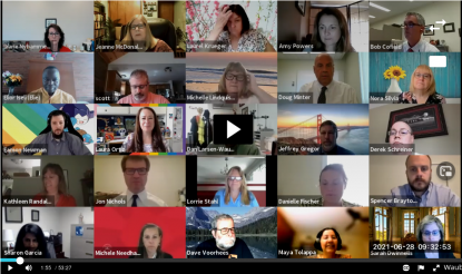 An array of friendly faces in a Zoom meeting