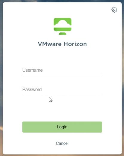 VMWare Horizon Login Screen