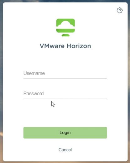 VMware Horizon Client Login Screen