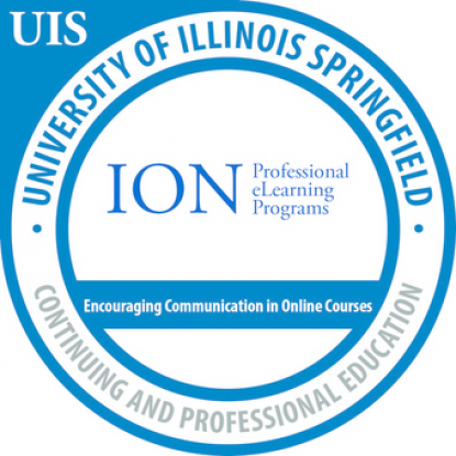 A UIS ION badge in blue for Encouraging Communication in Online Courses