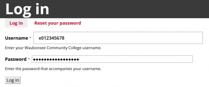 a waubonsee login screen