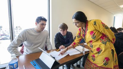 Teacher and students
